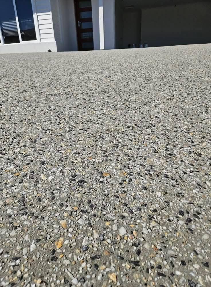 New-build exposed aggregate driveway