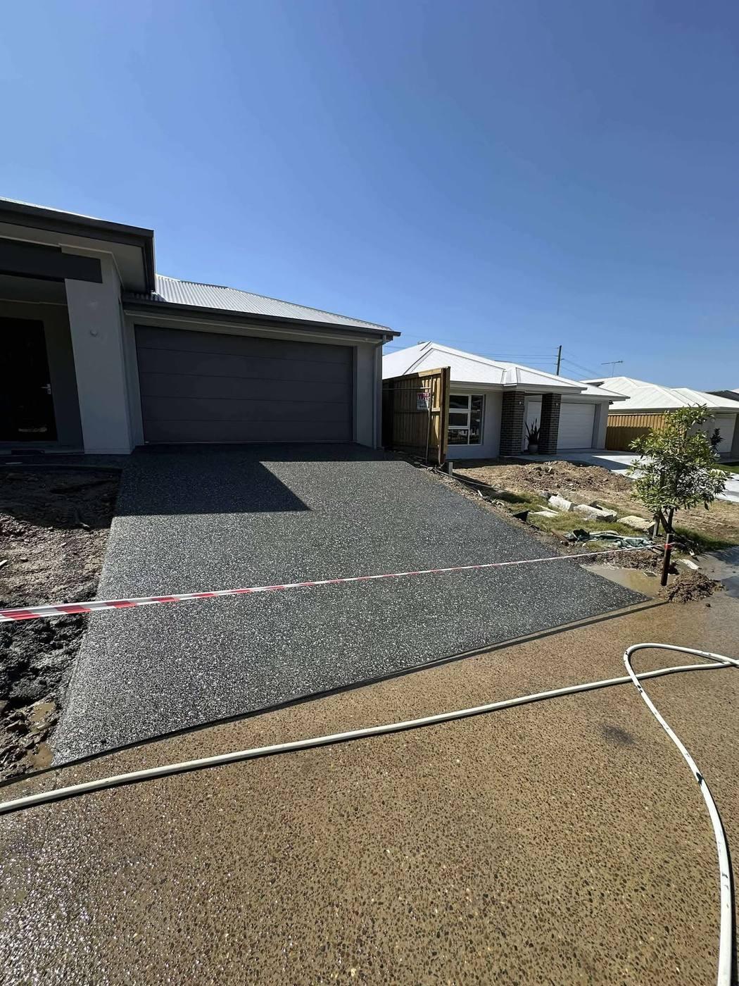 New-build exposed aggregate driveway